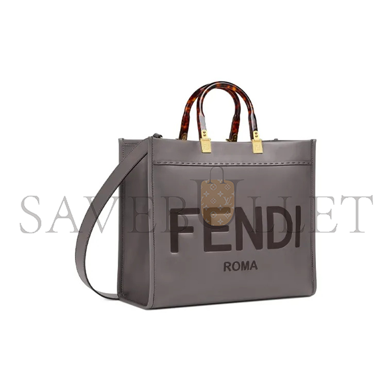 FENDI SUNSHINE MEDIUM GRAY LEATHER TOTE BAG 8BH386ABVLF1BZC (35*31*17cm)